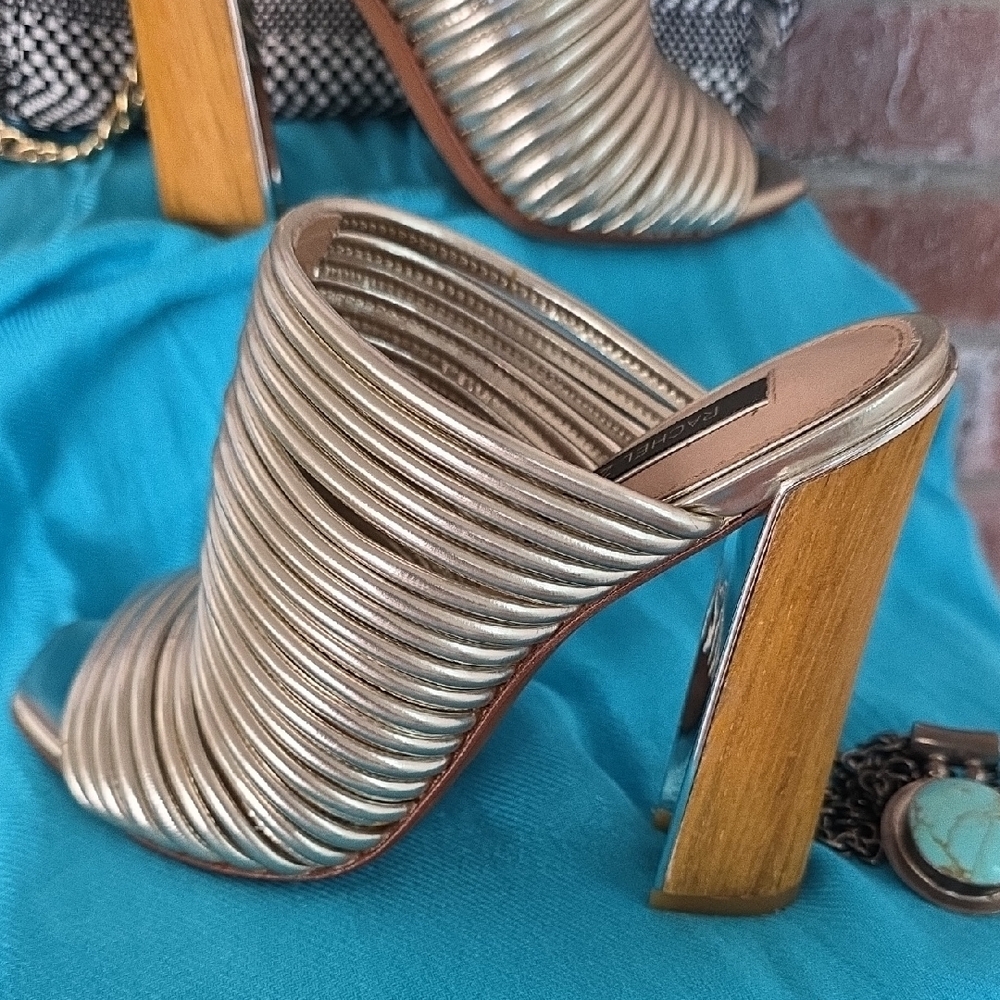 Chic Rachel Zoe Silver Heeled Mules - Picture 8 of 15